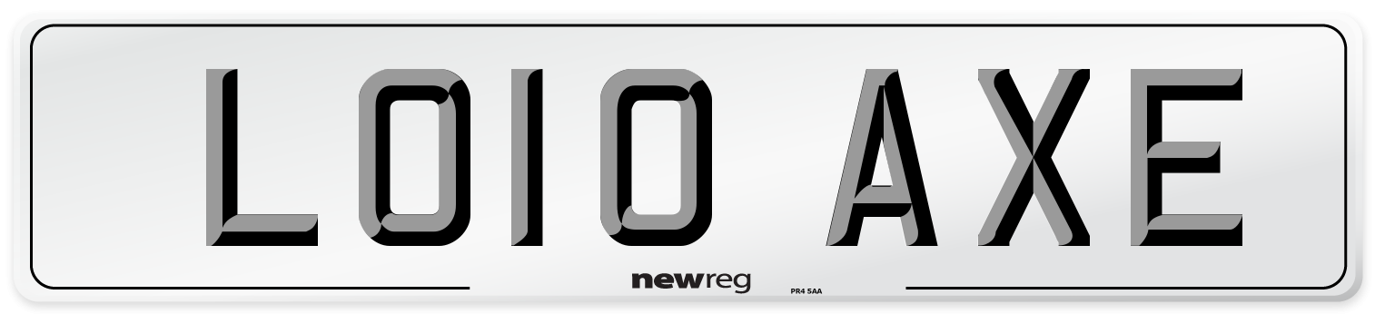 LO10 AXE Number Plate from New Reg